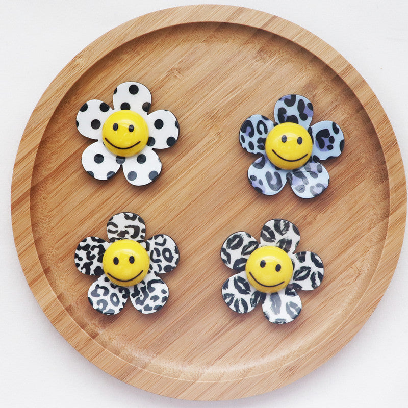 Wholesale 10pcs Black and White Plaid Leopard Print DIY Accessories