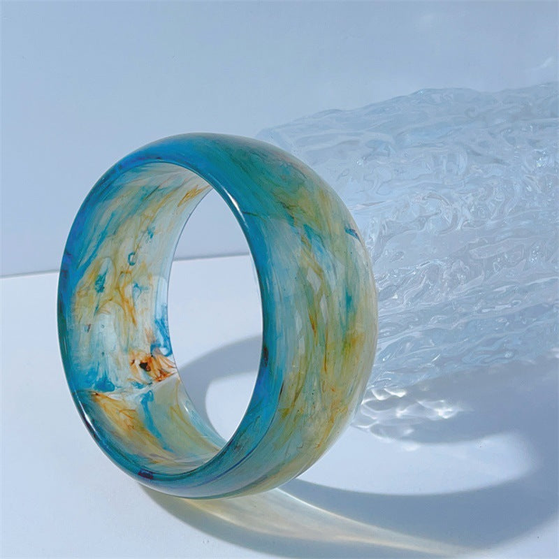 Wholesale Smudged Transparent Glitter Round Resin Bracelet