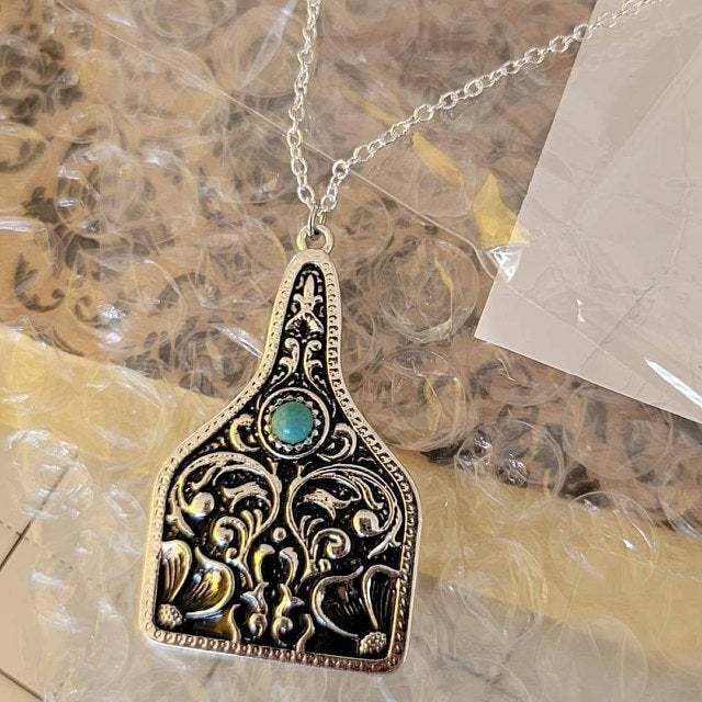 Wholesale Geometric Carved Turquoise Pendant Necklace