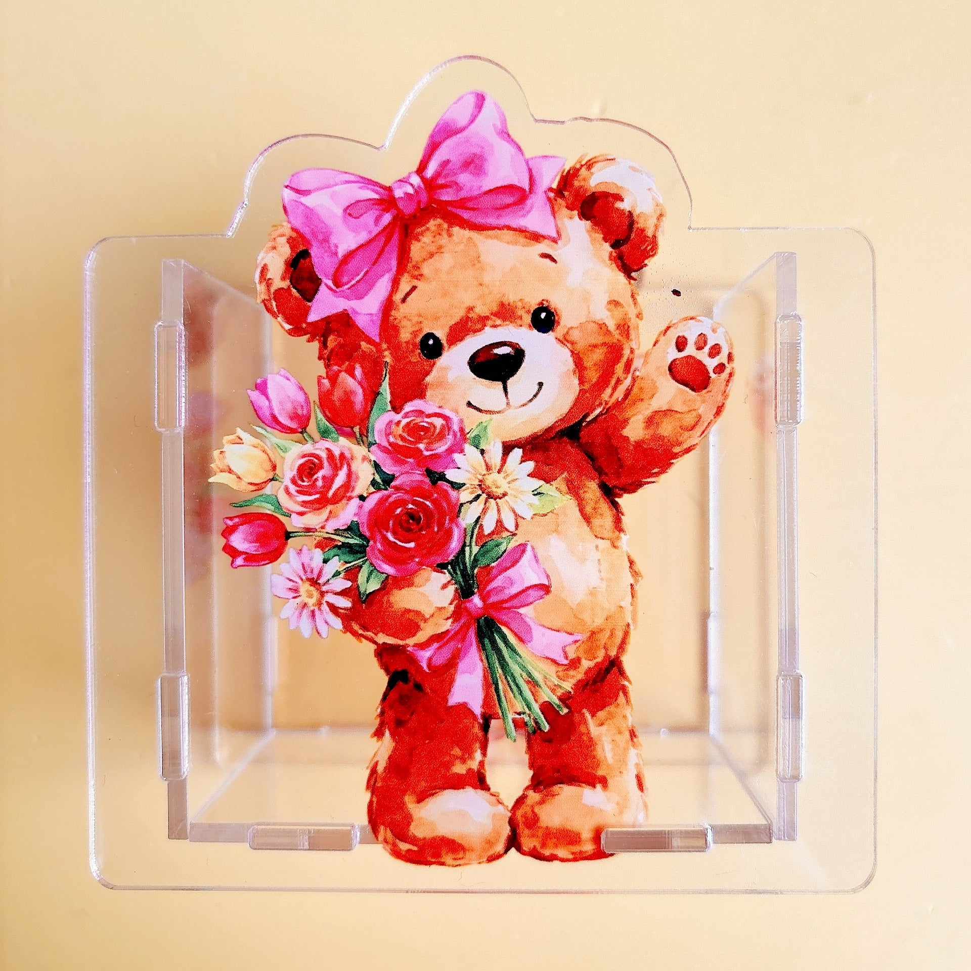 Wholesale Cute cat dog and cow animal acrylic pen holder OLY Exclusive