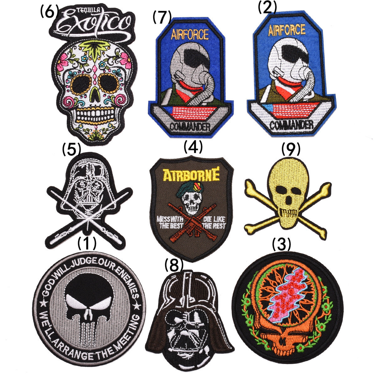 Wholesale Space Astronaut Embroidered Patches 9Pcs Rocket Ship Planet Skull Cloth Badges Iron On Sew On DIY Fashion Accessory
