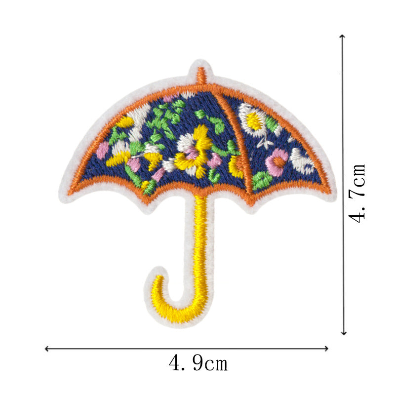 Wholesale Colorful Umbrella Design Embroidered Patches 9 Piece Set Stylish Summer Fashion Accessory Boutique Gift