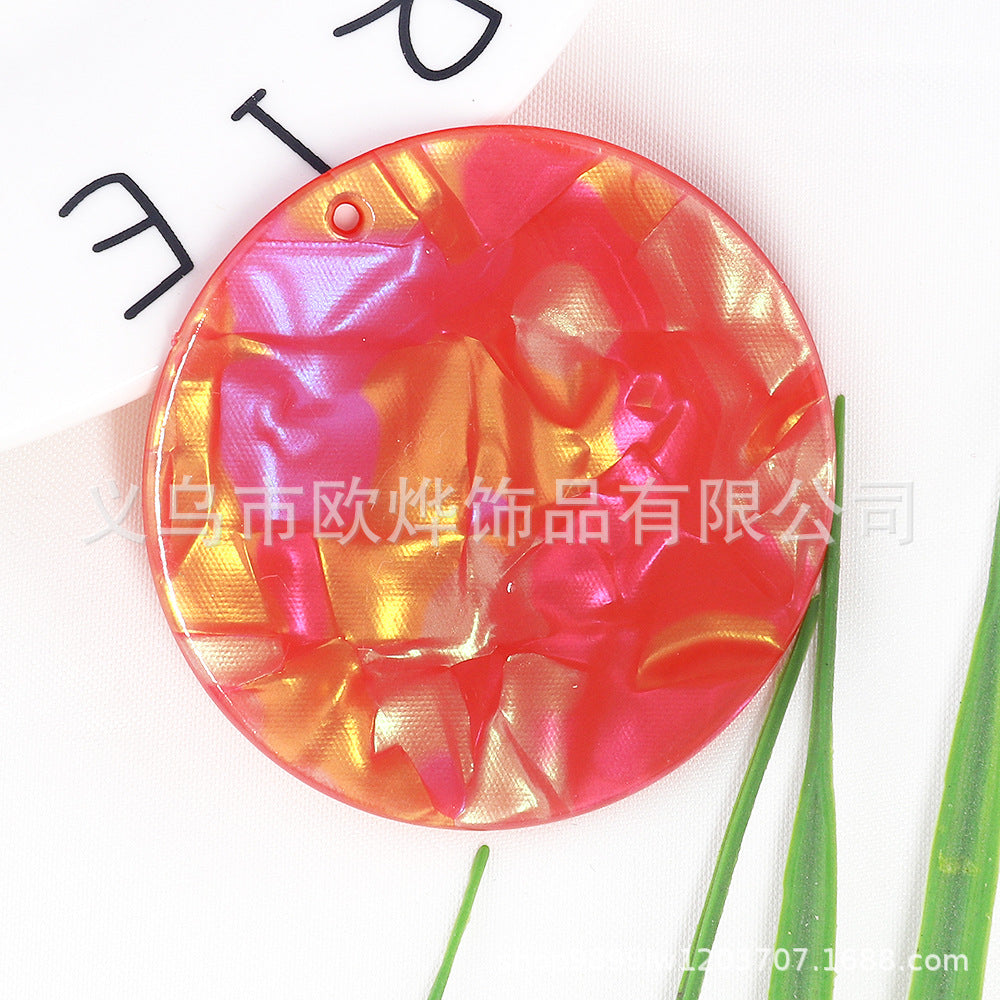Wholesale 10pcs Textured Acrylic Circle Key Pendant Bookmark