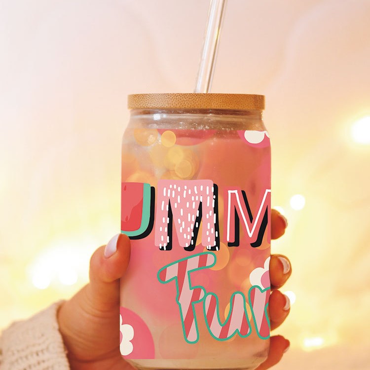 Wholesale Colorful Summer English Flowers 16oz Cup UV DTF Wraps