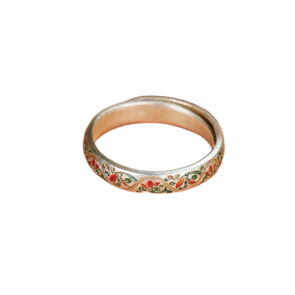 Wholesale Flower Vine Gold Enamel Index Finger Ivy  Open Ring