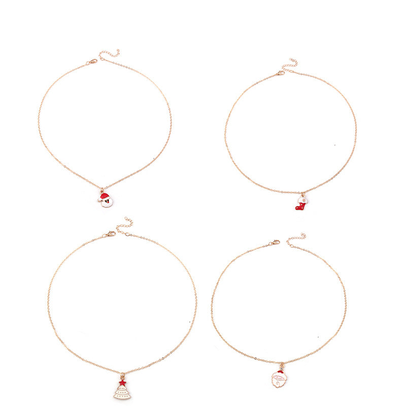 Wholesale Christmas Necklace Set Santa Claus Christmas Tree Christmas Stocking Sweater Alloy Chain