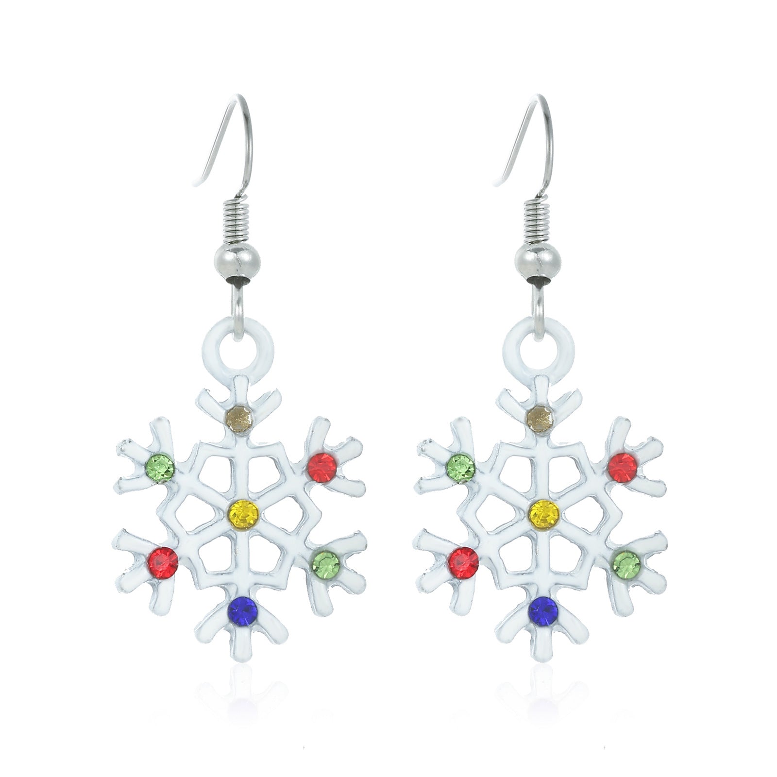 Wholesale Chic Christmas Snowflake Earrings For Women Zinc Alloy Rhinestone Fashion Jewelry Party Gift