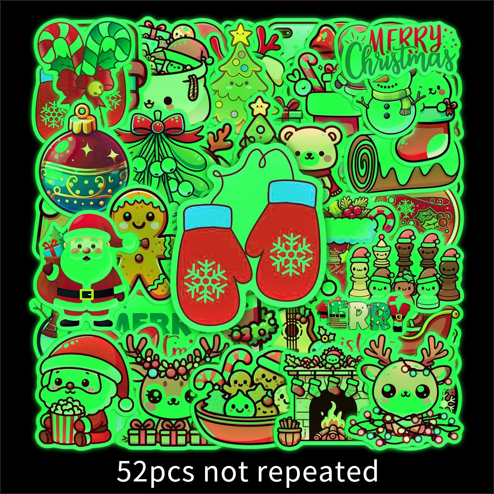 Wholesale 52 Christmas Glow-in-the-Dark Stickers