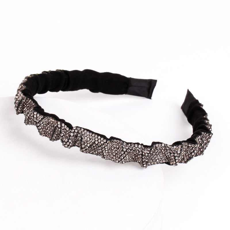 Wholesale 10Pcs high-quality rhinestone pleated hair hoops with thin edges and teeth