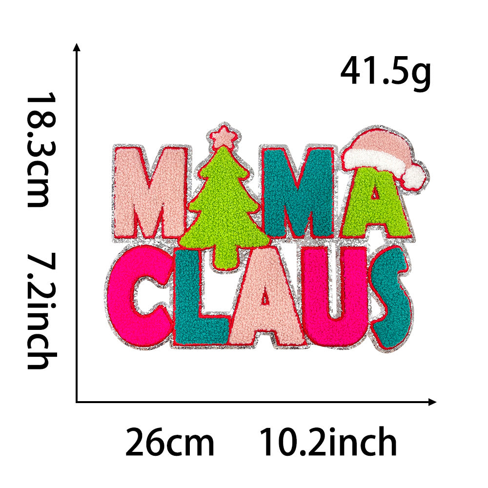 Wholesale Chic Christmas Large Embroidered Patch Iron On Towel Embroidery For Coat DIY Craft Supply
