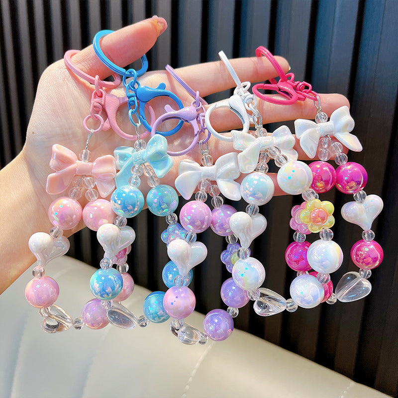 Wholesale Creative Acrylic Delicate and Cute Colorful Beaded Keychain