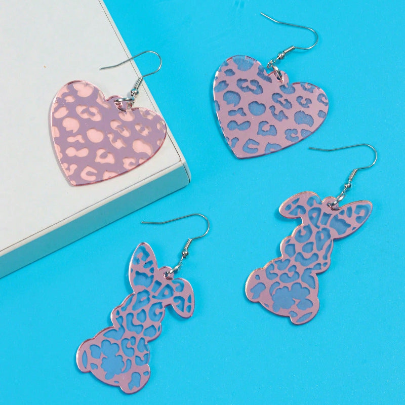 Wholesale Easter Cute Rabbit Peach Heart Acrylic Earrings