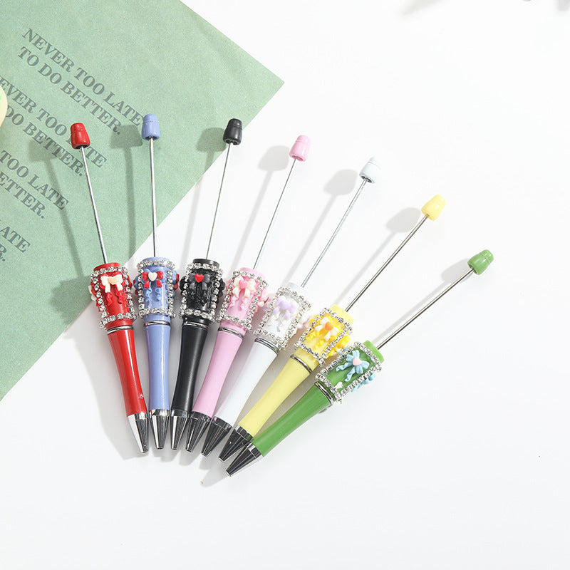 Wholesale 10pcs Beadable Pens Bow Handmade Diamond Ballpoint Pen