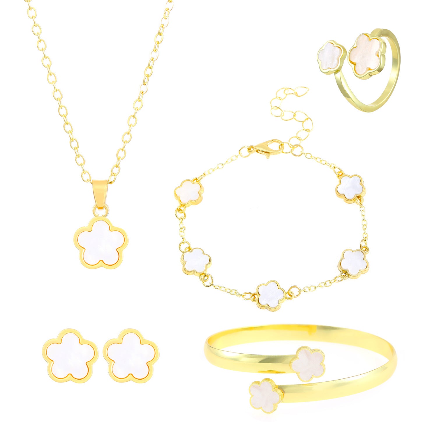 Wholesale Five Leaf Clover Jewelry Set