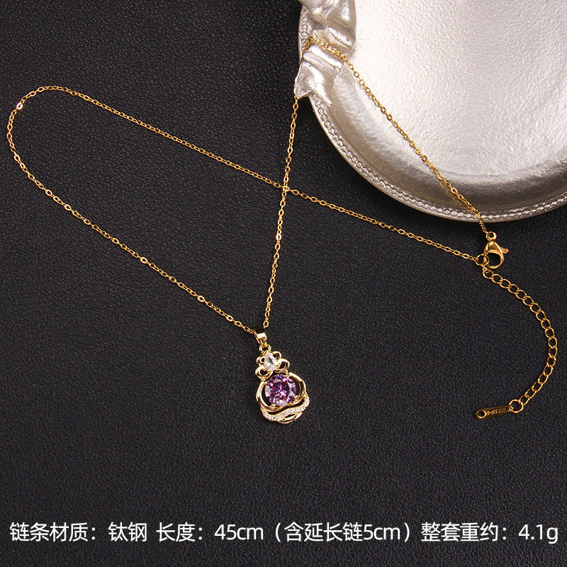 Wholesale Purple Zircon Necklace Heart Pendant Jewelry