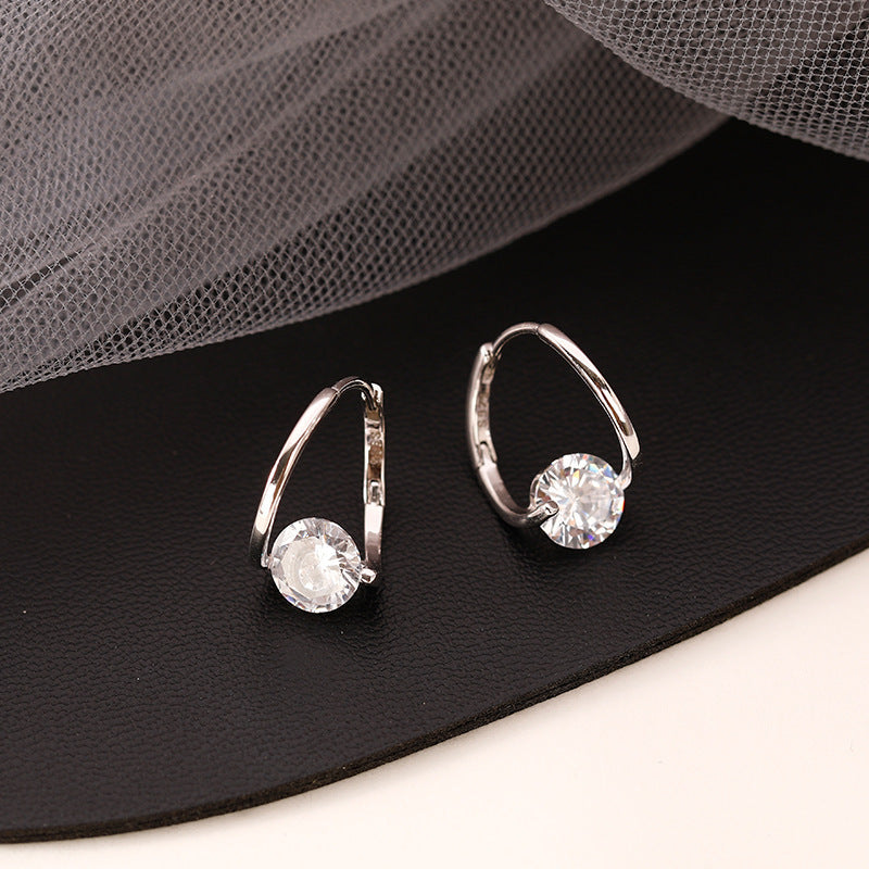 Wholesale Geometric Purple Zirconia Earrings Micropaved Silver Tone Finish For Women Fashion Accessory