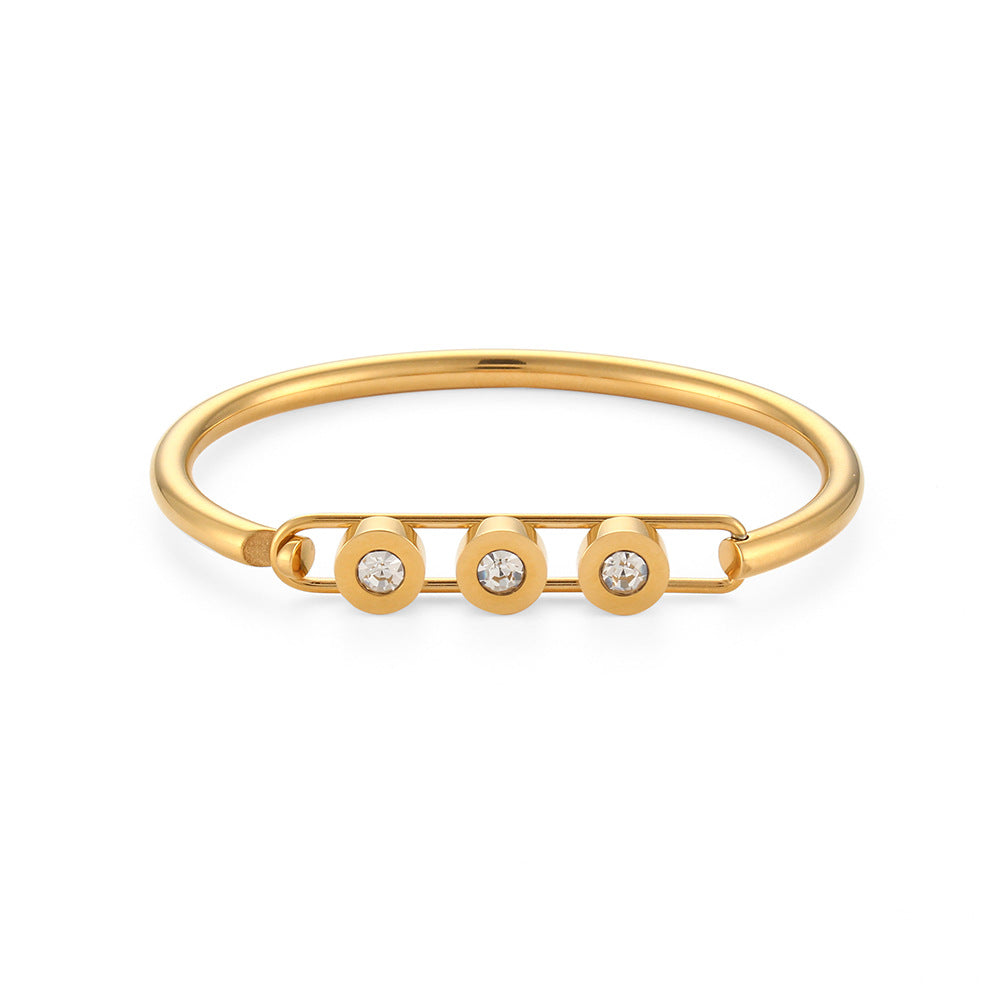 Wholesale Smooth Round Zircon Stainless Steel Bracelet