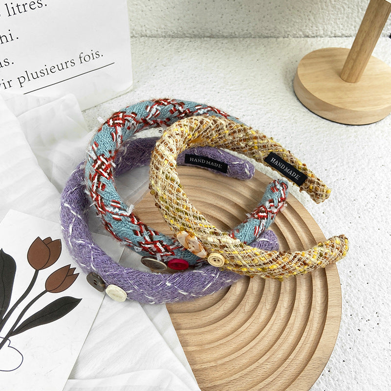 Wholesale Vintage Button Woolen Hair Hoop