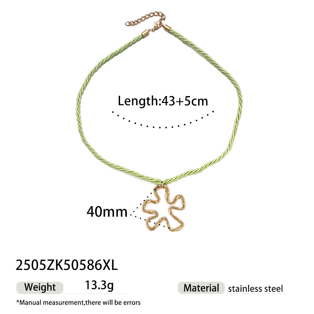 Wholesale Taina European and American Stainless Steel Necklace Women' s Niche Design Colorfulful Rope Braided Shell Starfish Shell Necklace Trendy