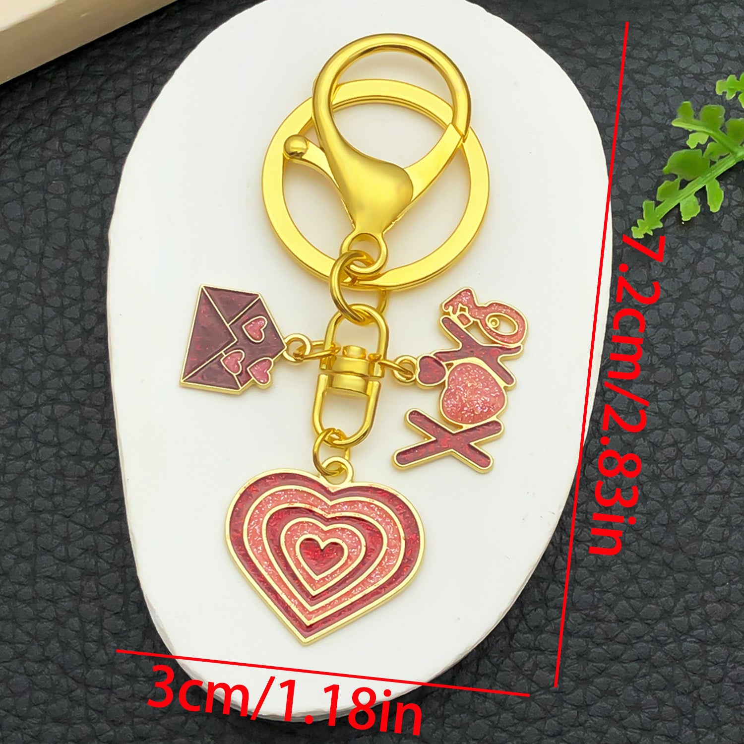 Wholesale  Valentine' s Day Oil Dripping Red Sprinkled Gold  Heart Envelope  Keychain
