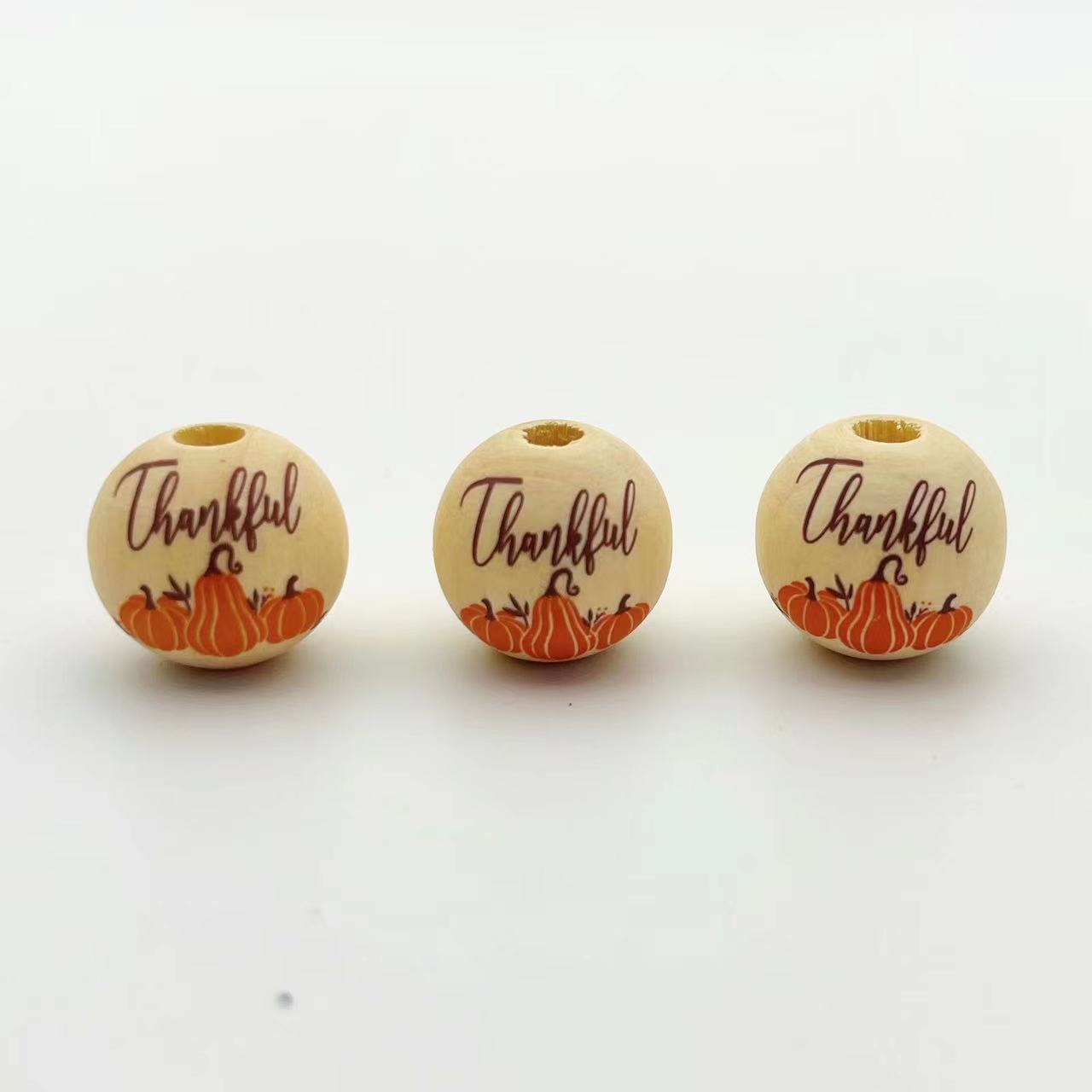 Wholesale 10pcs Autumn Thanksgiving Wooden Beads