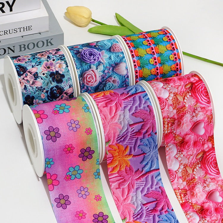Wholesale 50Y thermal transfer ribbon cartoon printing ribbon printing ribbon thermal transfer ribbon flower diy ribbon roll