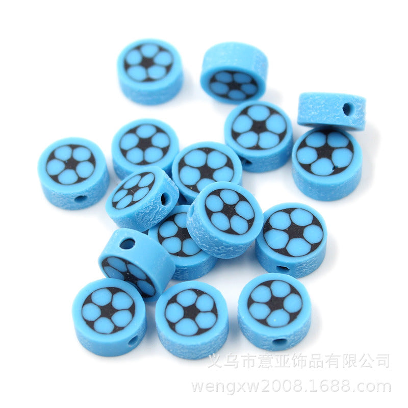 Wholesale 1000pcs/pack Sports Colorful Soccer Soft Pottery Beads