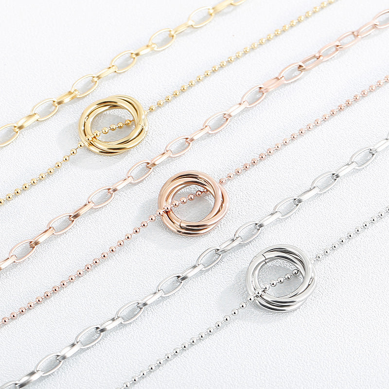 Wholesale Double Layer Ring Sweater Titanium Steel Necklaces