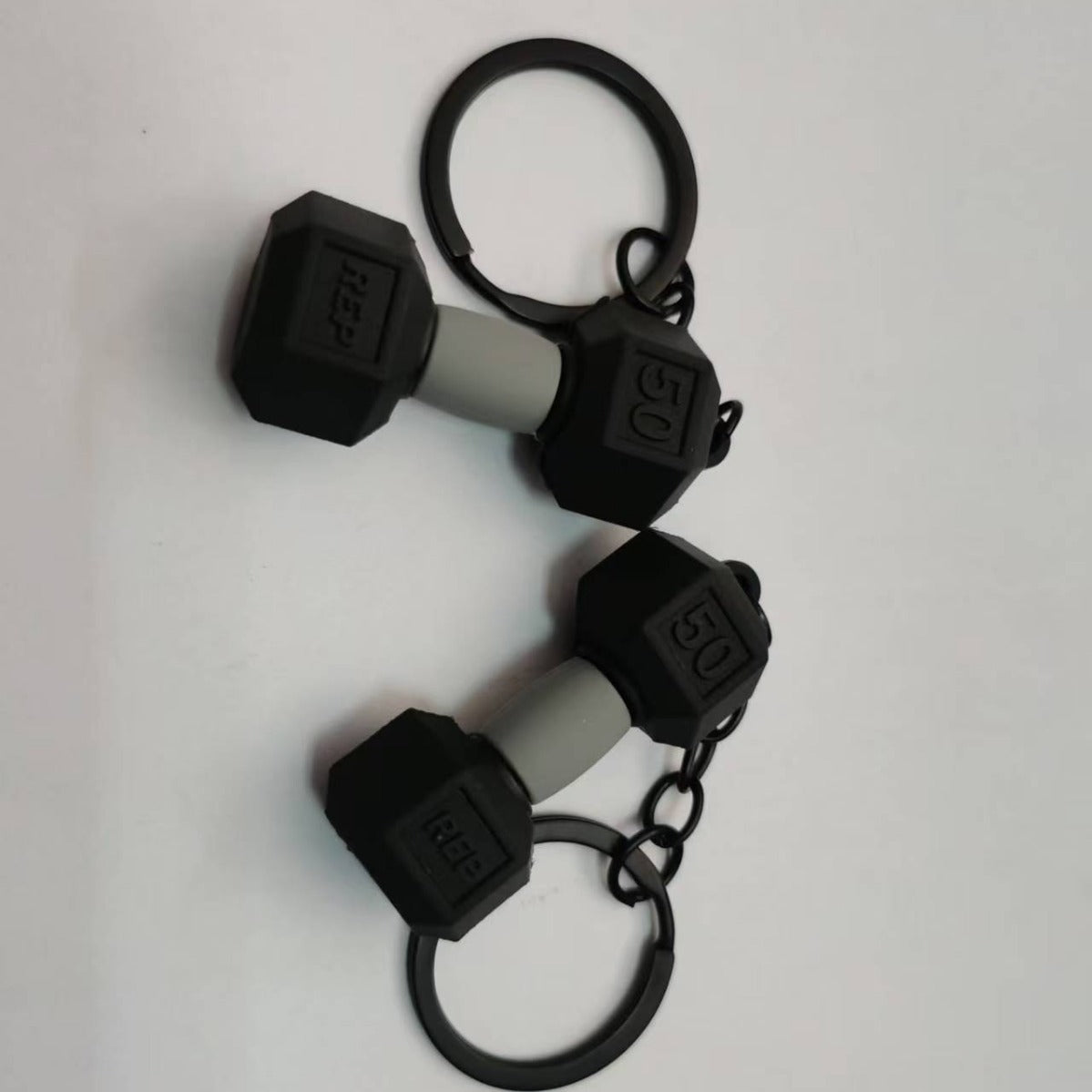 Wholesale PVC soft glue dumbbell barbell keychain fitness equipment pendant