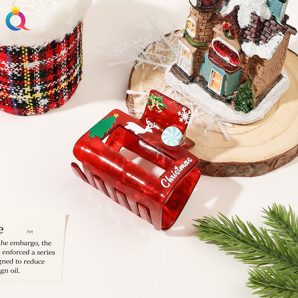 Wholesale Christmas Cartoon Print Ponytail Hair Shark Hair Clips