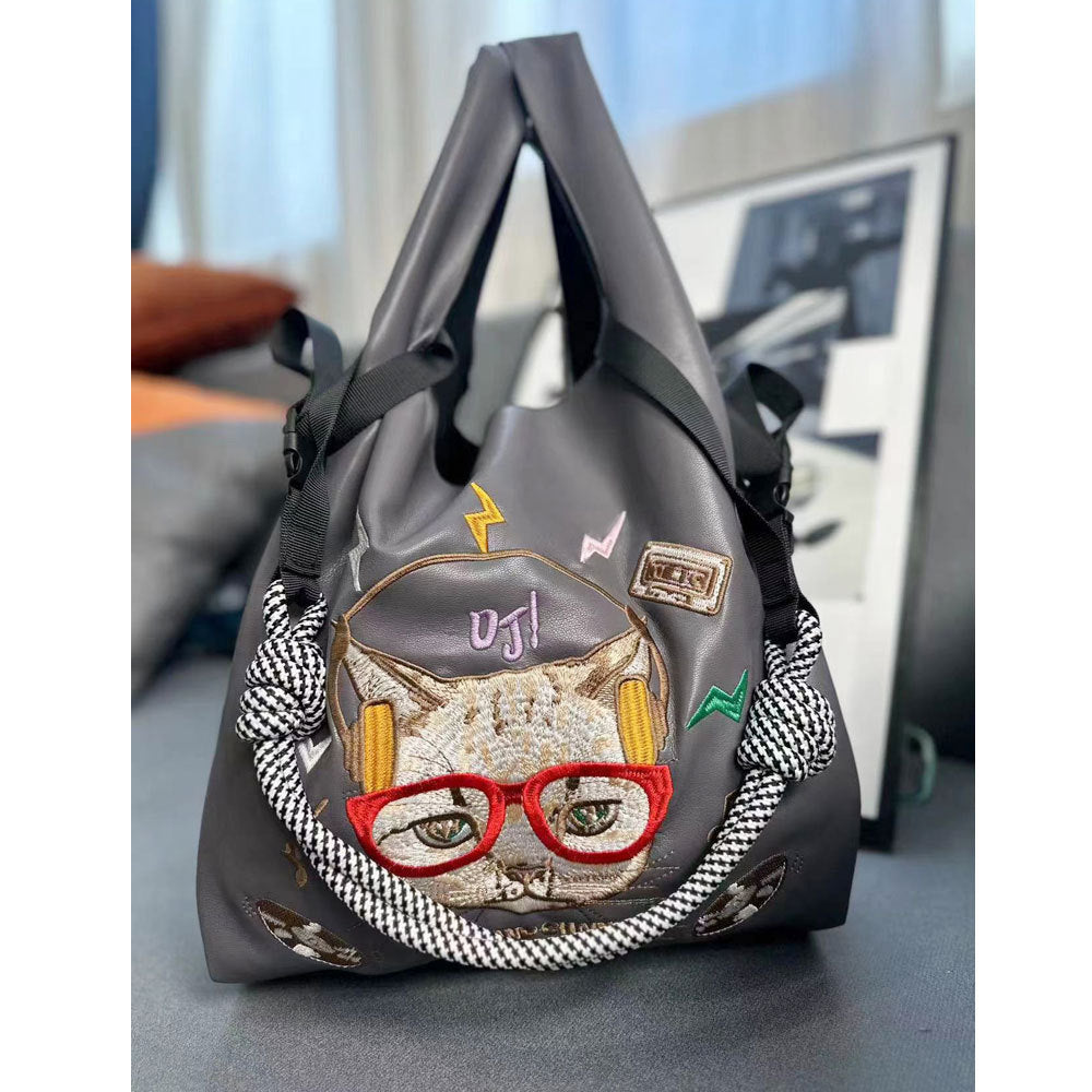 Wholesale Winter Leather Embroidered Shopping Bag Shoulder Bag