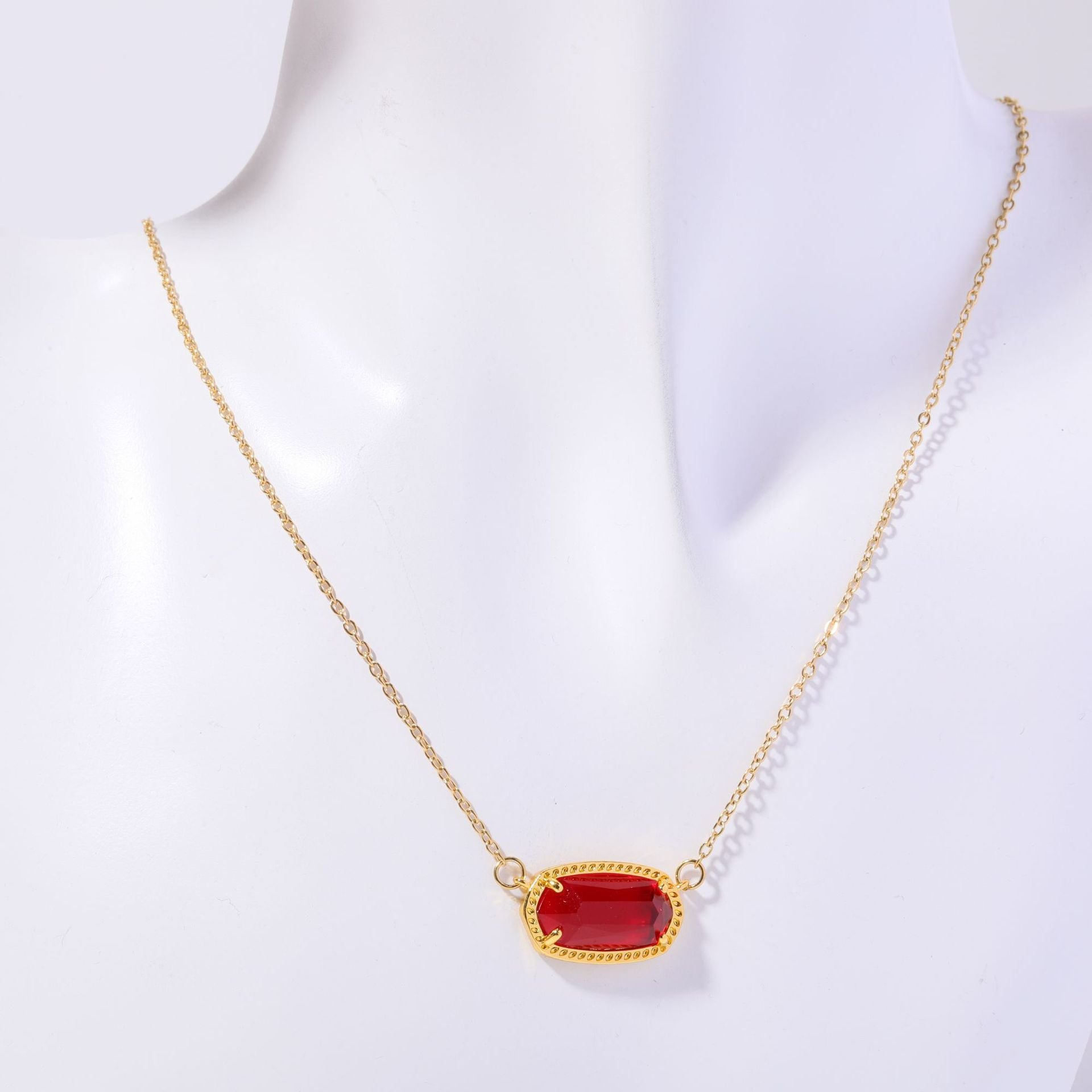 Wholesale January Birthstone Crystal Pendant Necklace Geometric Copper Chain Boutique Resale Jewelry Accessory
