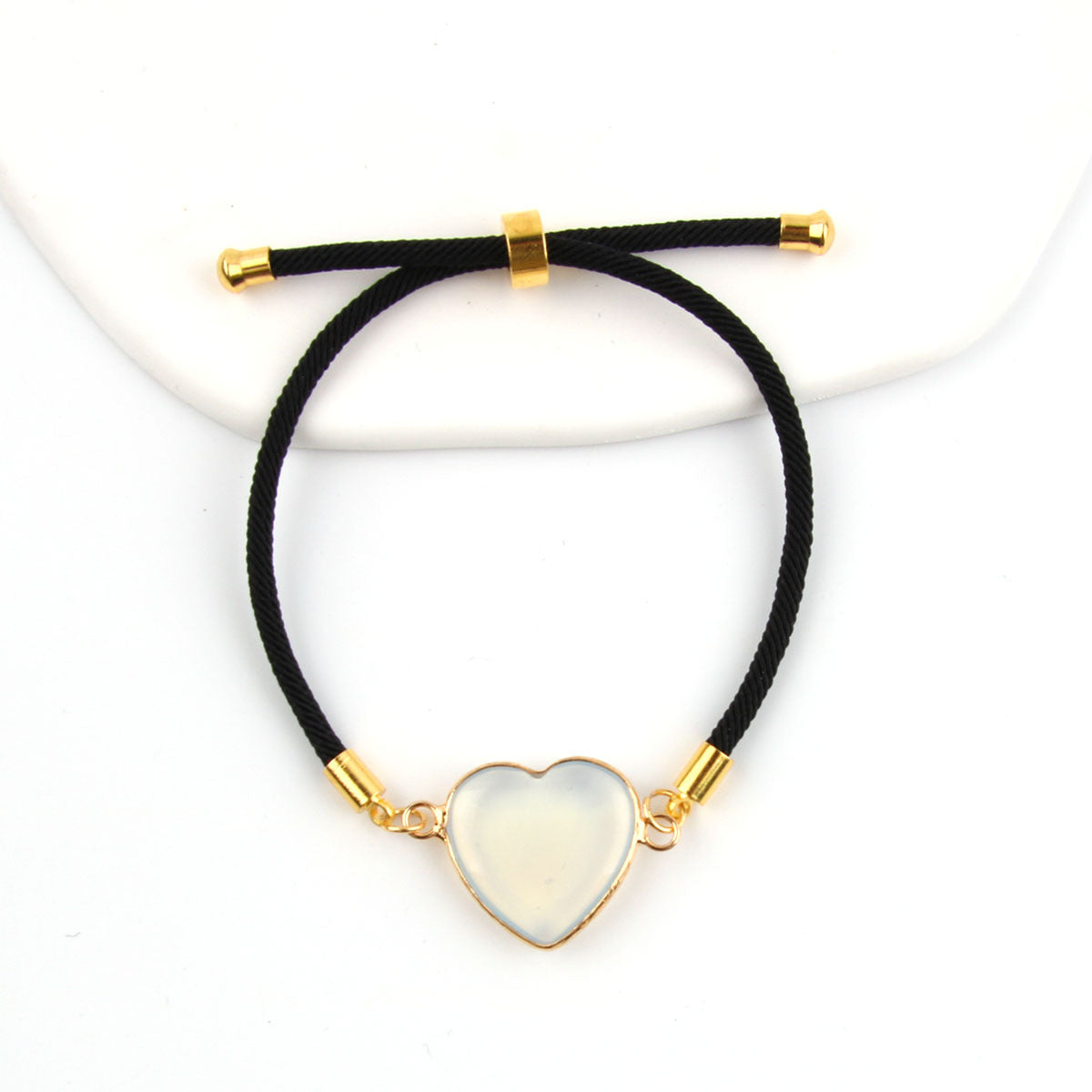 Wholesale Natural Stone Amethyst Heart-shaped Edge Adjustable Love Bracelet