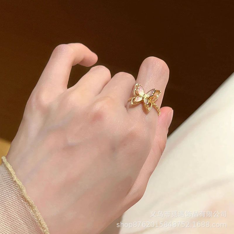 Wholesale Sweet Butterfly Flower Series Stacked Ring