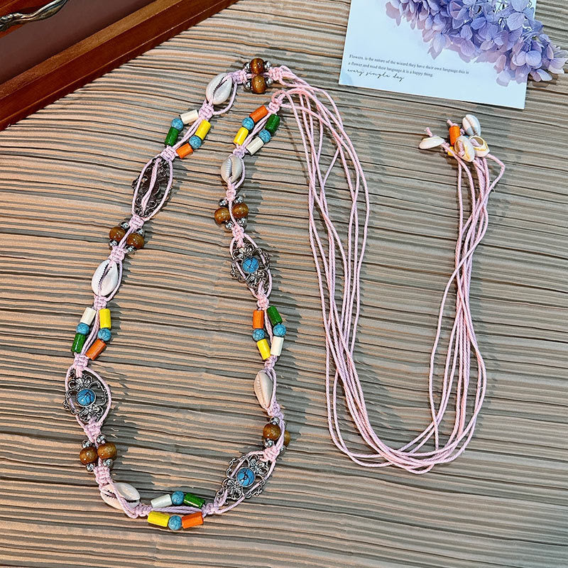 Wholesale Women's Versatile Dress Accessories Waist Rope Bohemian Braided Hemp Rope Waist Chain Thin Belt