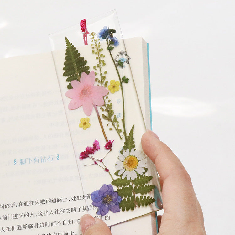 Wholesale 6pcs Everlasting Dried Flower Epoxy Colored Tassel Bookmarks