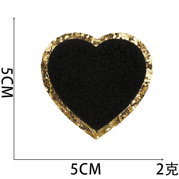 Wholesale Towel Embroidery Heart Glitter Patch Stylish Decorative Applique For Clothing Casual DIY Craft Supply