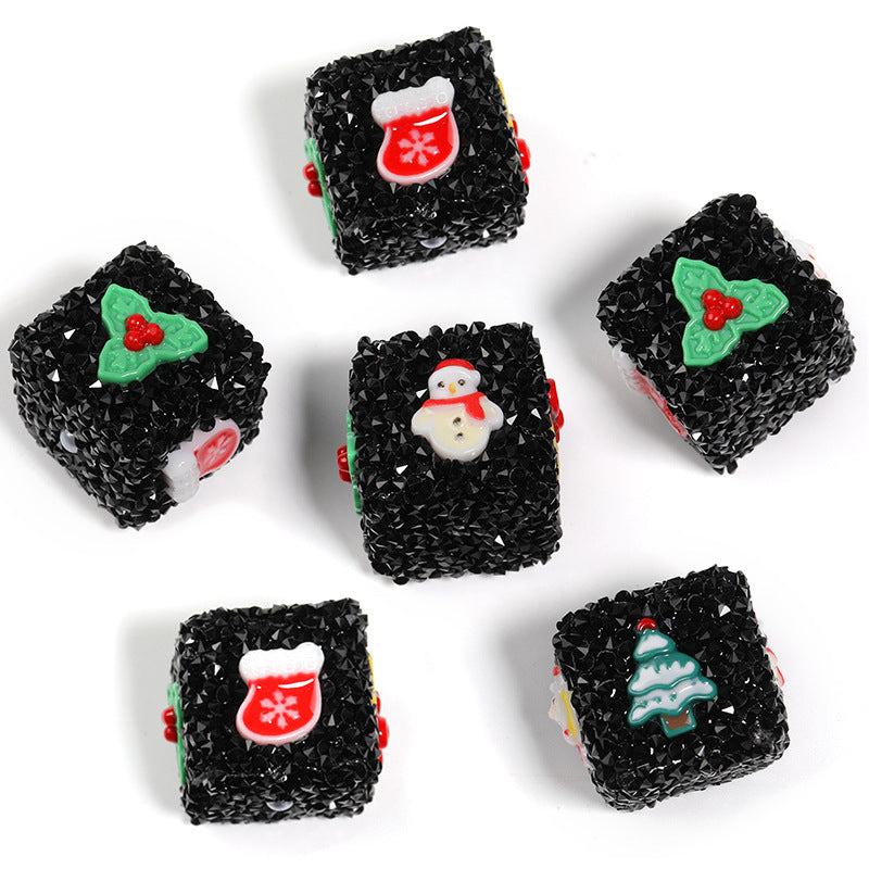 Wholesale  5pcs Christmas Sugar Square Beads DIY Bracelet Beads