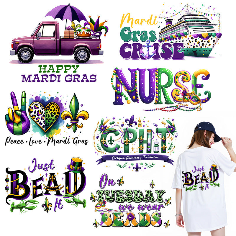 Wholesale 10pcs Carnival Festival  Pattern Clothing  UV DTF Ready to Press Transfers Wraps