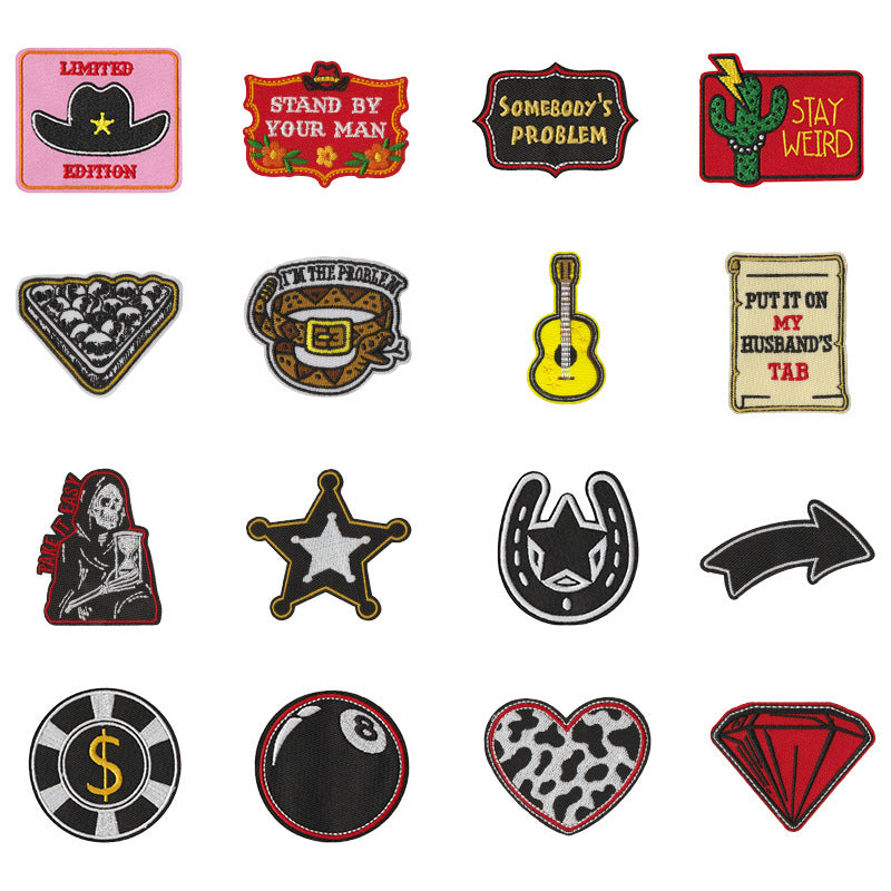 Wholesale Cartoon Denim Embroidered Patch Set Of 16 Iron On et Decor Craft Supply