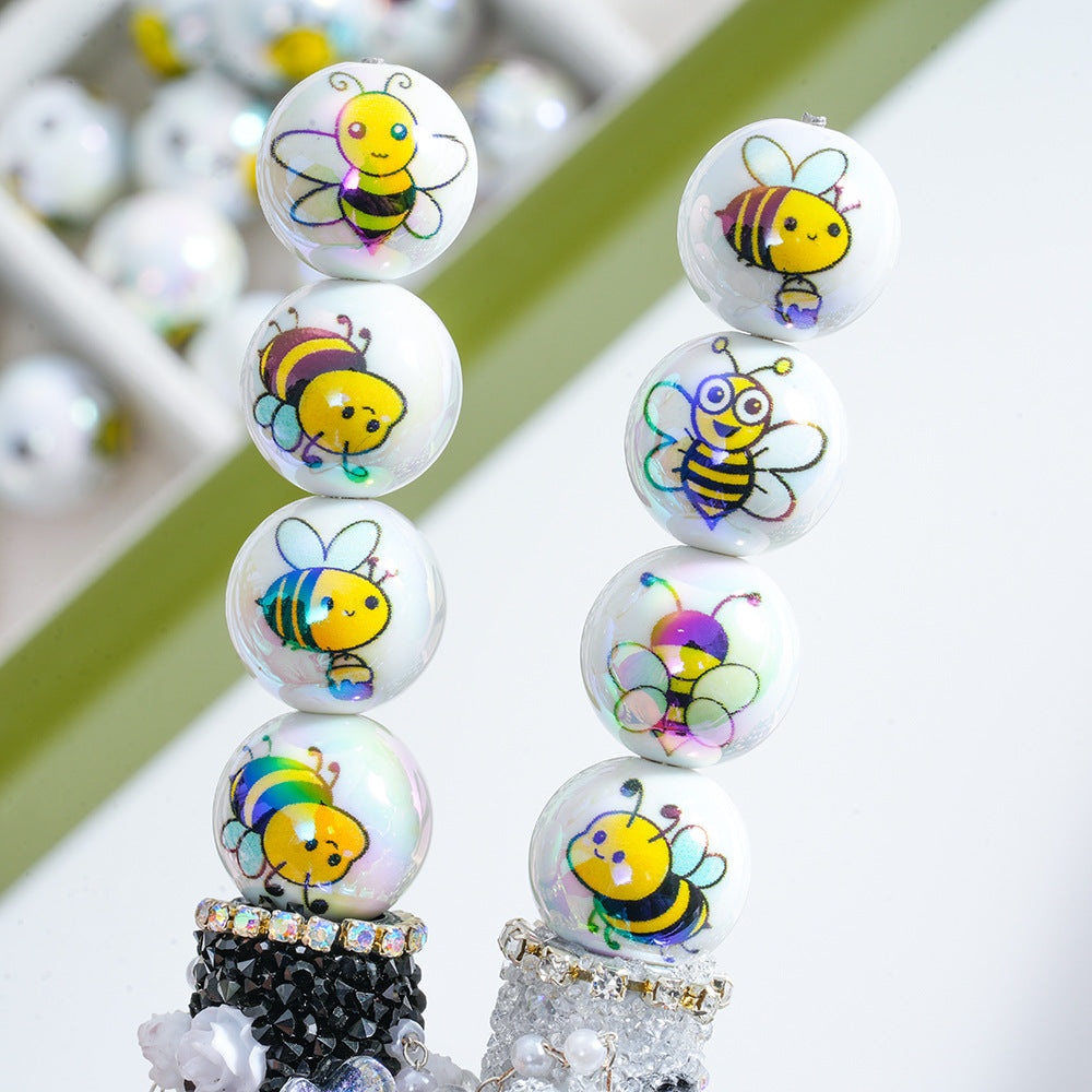 Wholesale 10pcs Yellow Bee Acrylic Beads