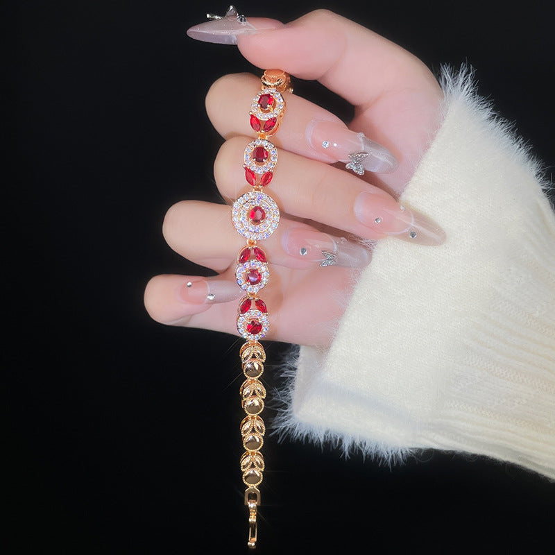 Wholesale Colored oval zircon diamond encrusted bracelet