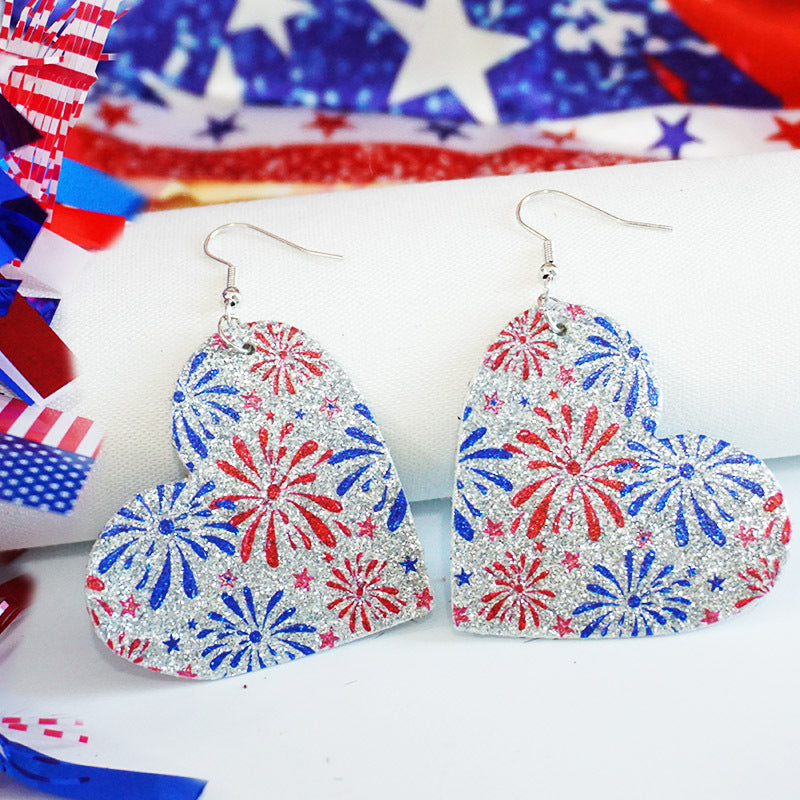Wholesale Independence Day Sparkling Earrings Fireworks To Celebrate Love Drop-shaped Star Earrings