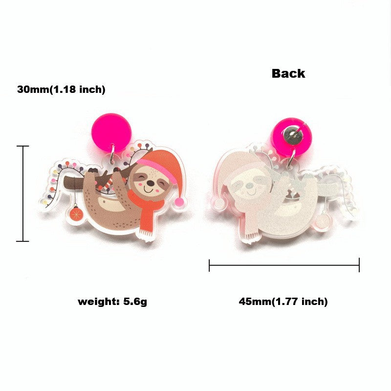 Wholesale Christmas  Santa Hat Candy Cane Acrylic Animal Earrings Jewelry Accessory For Party And Gift