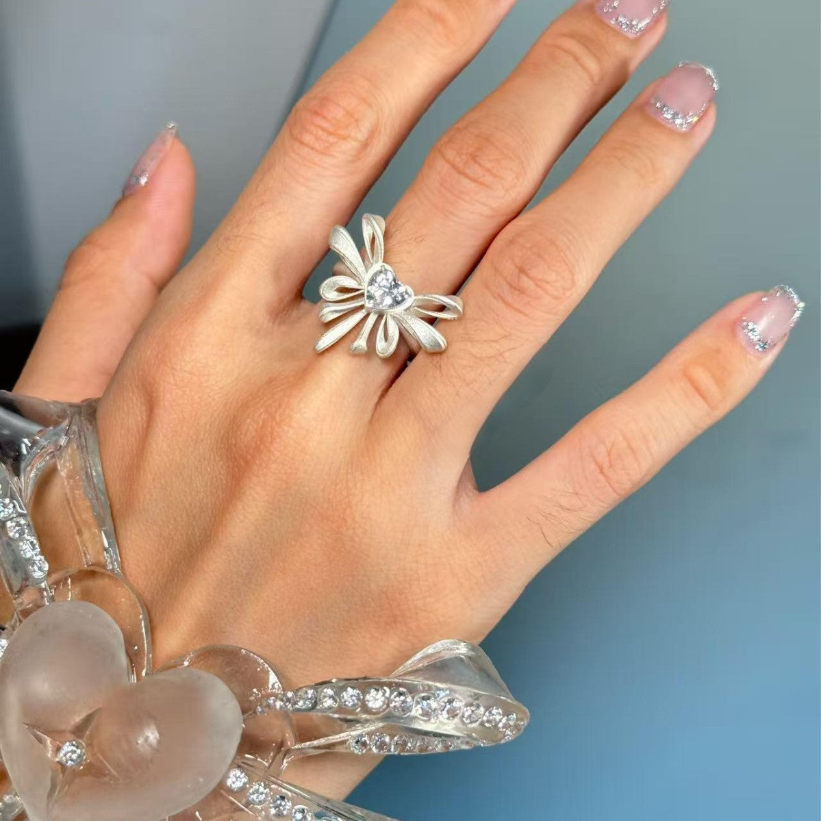 Wholesale Butterfly Knot Love Zircon Transforms into Adjustable Rings