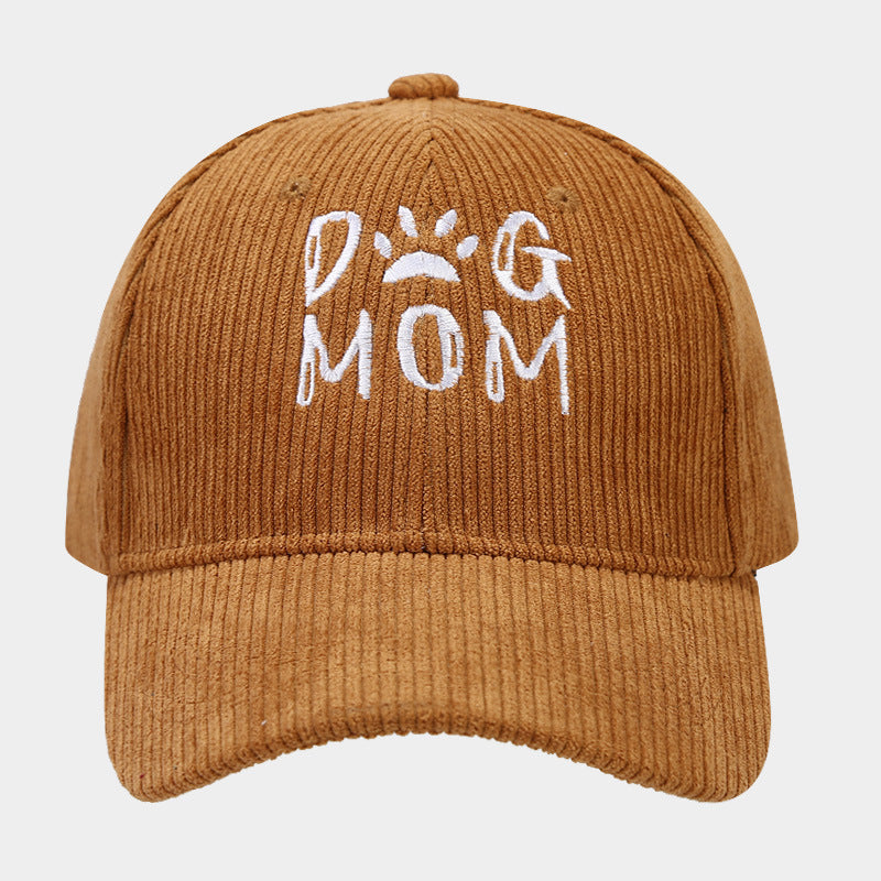 Wholesale DOG MOM Embroidered Corduroy Baseball Caps