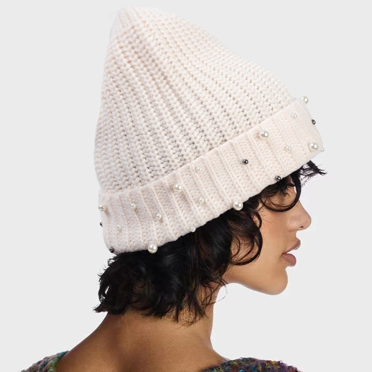 Wholesale Knitted Hats, Pearl Wool Hats, Thickened Warm Hats