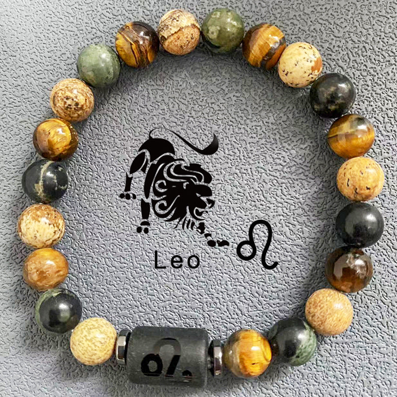 Wholesale Twelve Constellation Obsidian Men's Beading Bracelet