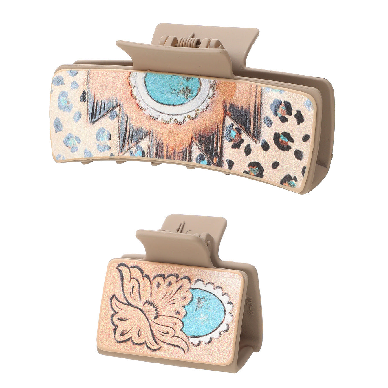 Wholesale Western Style Playing Cards Pattern Leather Hairpin Shark Clip