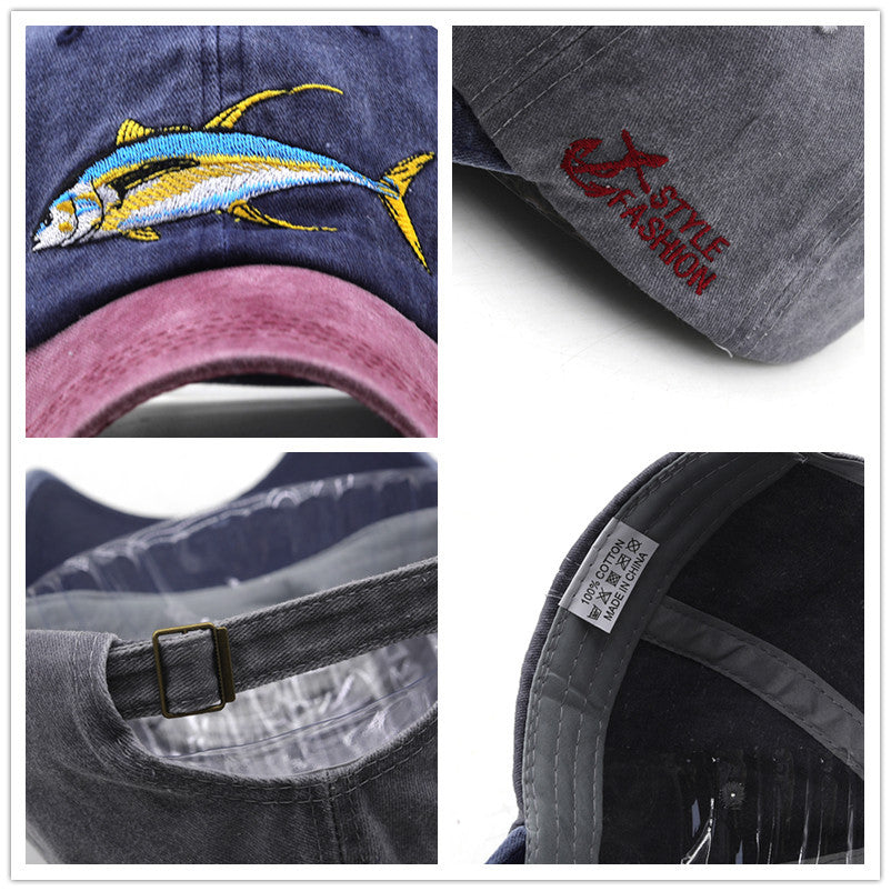 Wholesale Washed Coated Pure Cotton Used Hat Embroidered Shark Baseball Cap